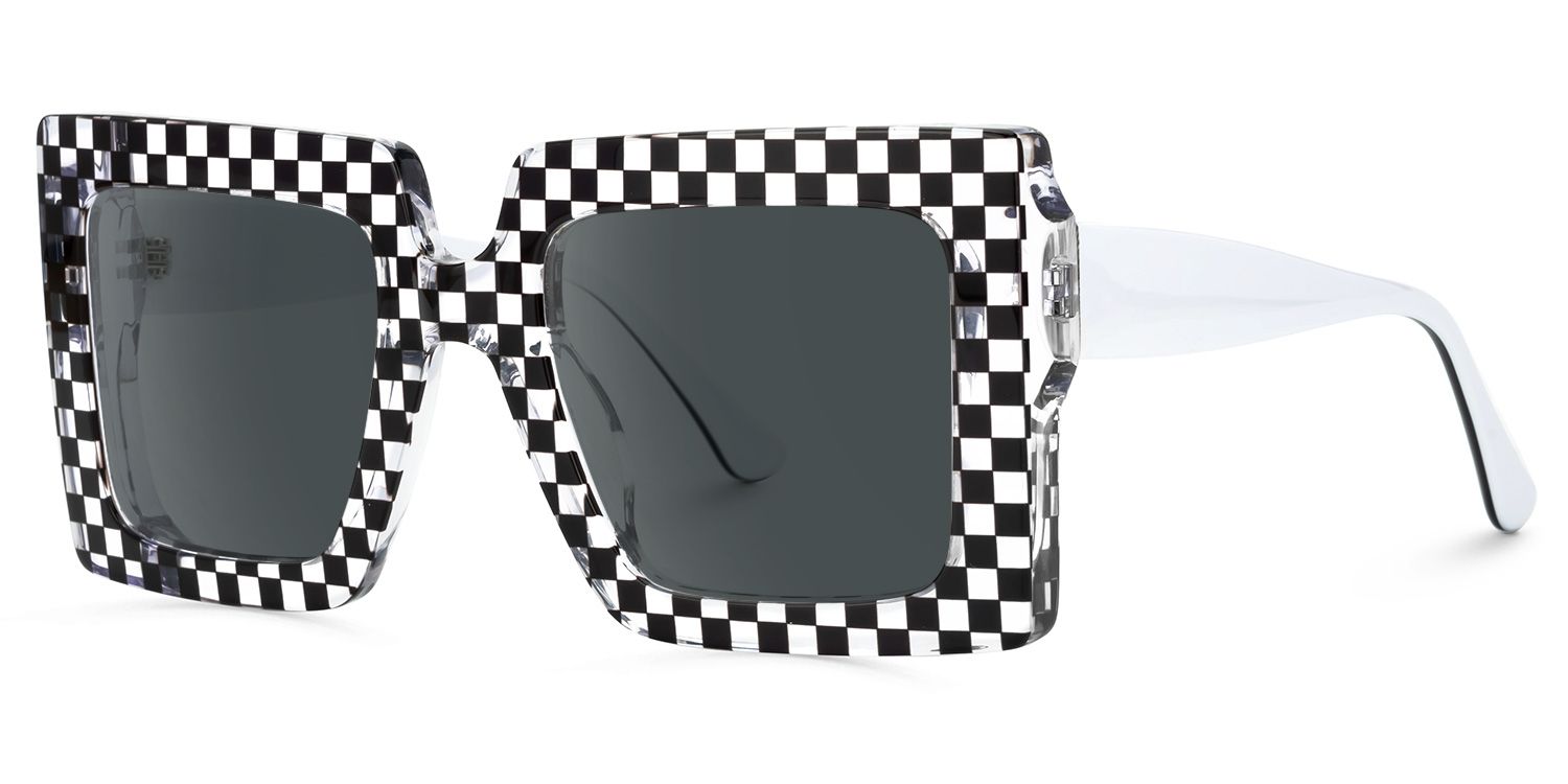Ferial - Square Black/Crystal Sunglasses | Vooglam Front View