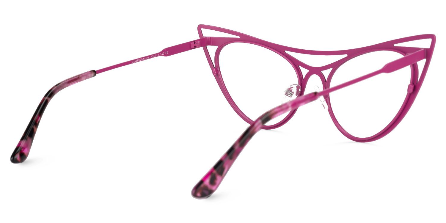 Elior - Cat Eye Pink Eyeglasses by Vooglam - Side View