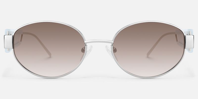 Ember - Oval Silver Sunglasses | Vooglam