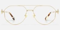 Aegis - Retro Gold Slim Aviator Glasses | Vooglam Angle View