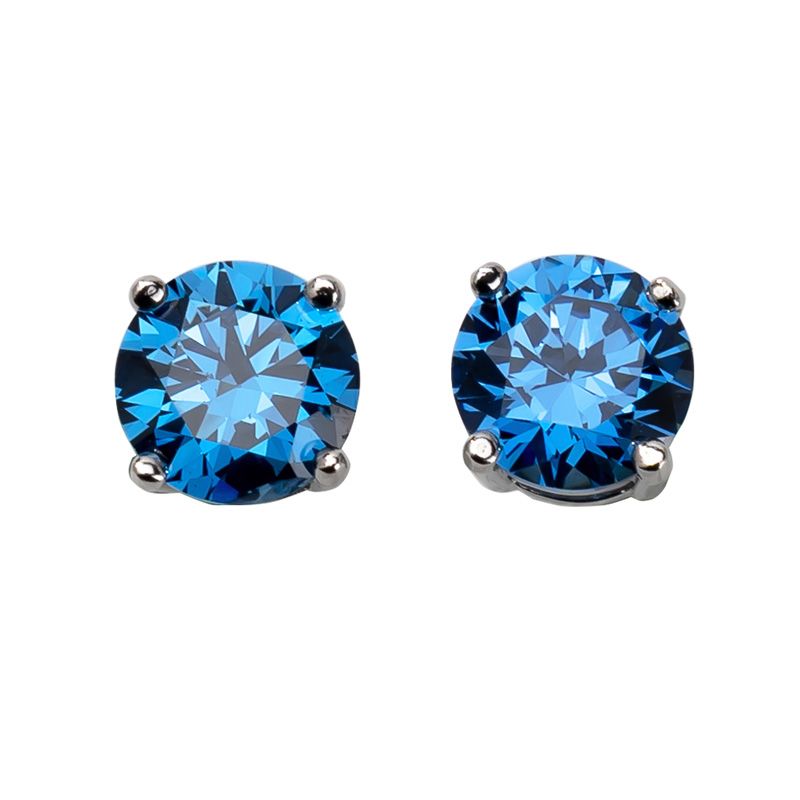 Endearing Sapphire Blue Round Pierced Earrings | Vooglam Front View