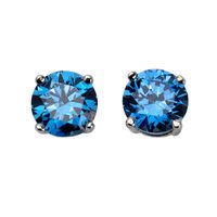 Endearing Sapphire Blue Round Pierced Earrings | Vooglam Front View