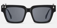 PIERCE - Sleek Square Black Sunglasses | Vooglam Angle View