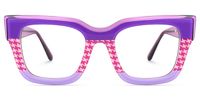 Lalasa - Purple Rectangle Glasses Houndstooth Style| Vooglam Angle View