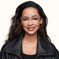 Adinkra - Square Transparent Eyeglasses | Vooglam On Model 1