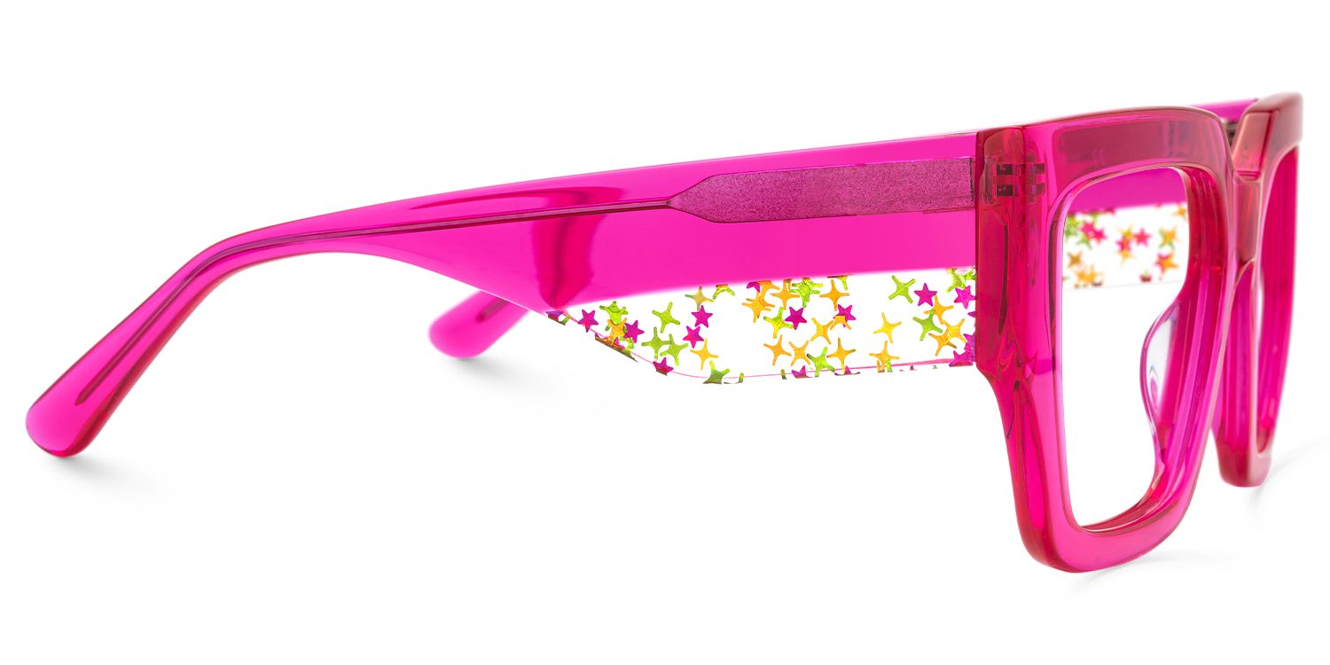 Nina - Square Pink Eyeglasses by Vooglam - Product View 4