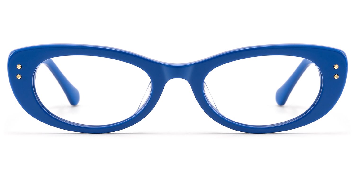 Frame Size of Ginza - Blue Funky Y2K Narrow Cat Eye Rx Glasses | Vooglam
