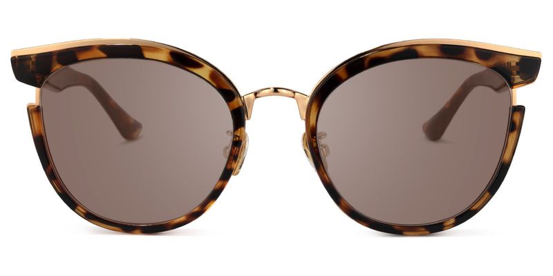 Retro Bohemian Tortoiseshell Round Cat-Eye Sunglasses
