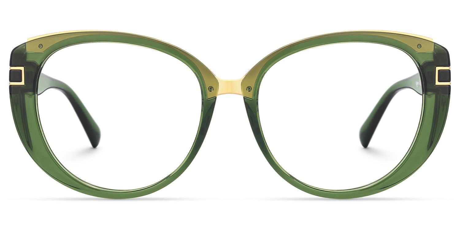 Bessie - Retro Green Oval Glasses Bold Eclectic Style | Vooglam Angle View