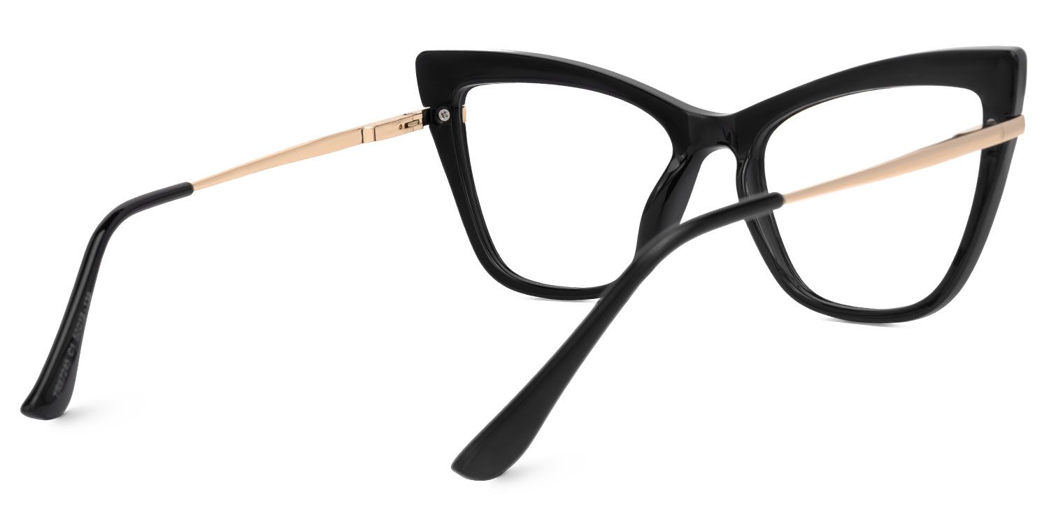 Egor - Cat Eye Black Eyeglasses | Vooglam Side View
