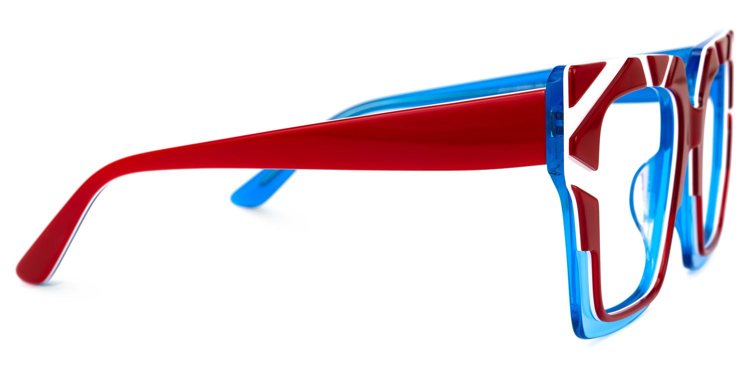 Darius - Square Red/Blue Eyeglasses | Vooglam 4