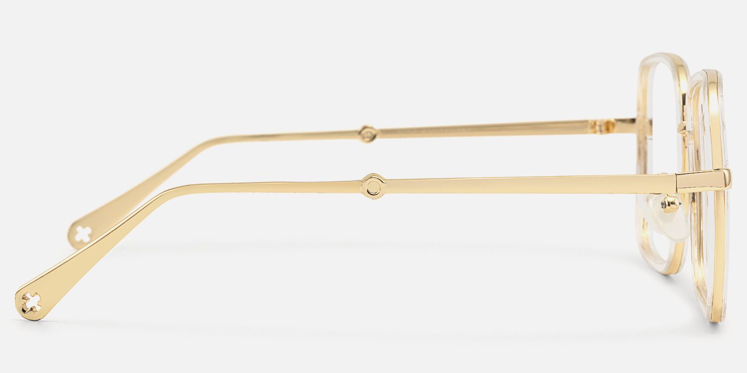 Jace - Clear Square Designer Glasses Gold Temples product detail 3