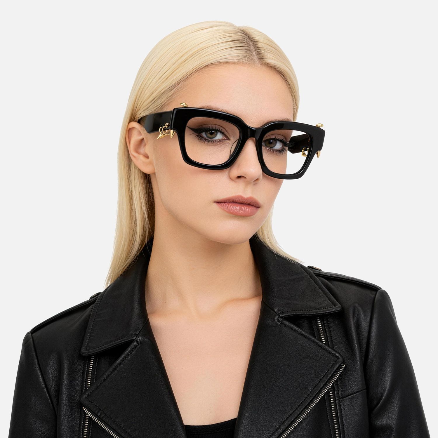 Explore the design story of Sabrina - Black Glasses With Gold Punk Pierce | Vooglam