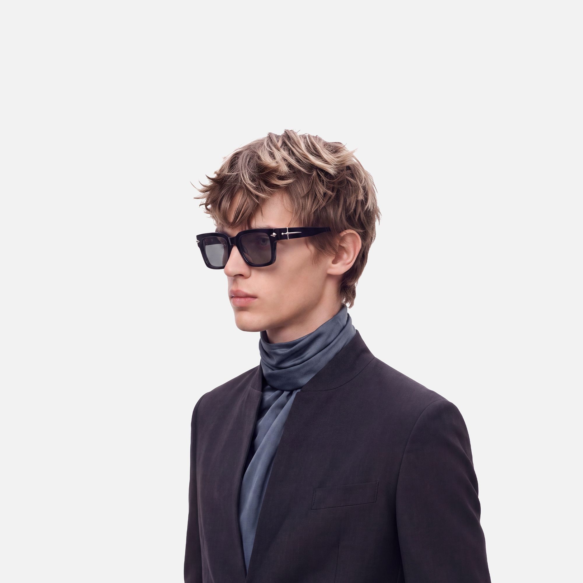 Covenant - Thick Acetate Sword Sunglasses by Vooglam - Model Side Profile