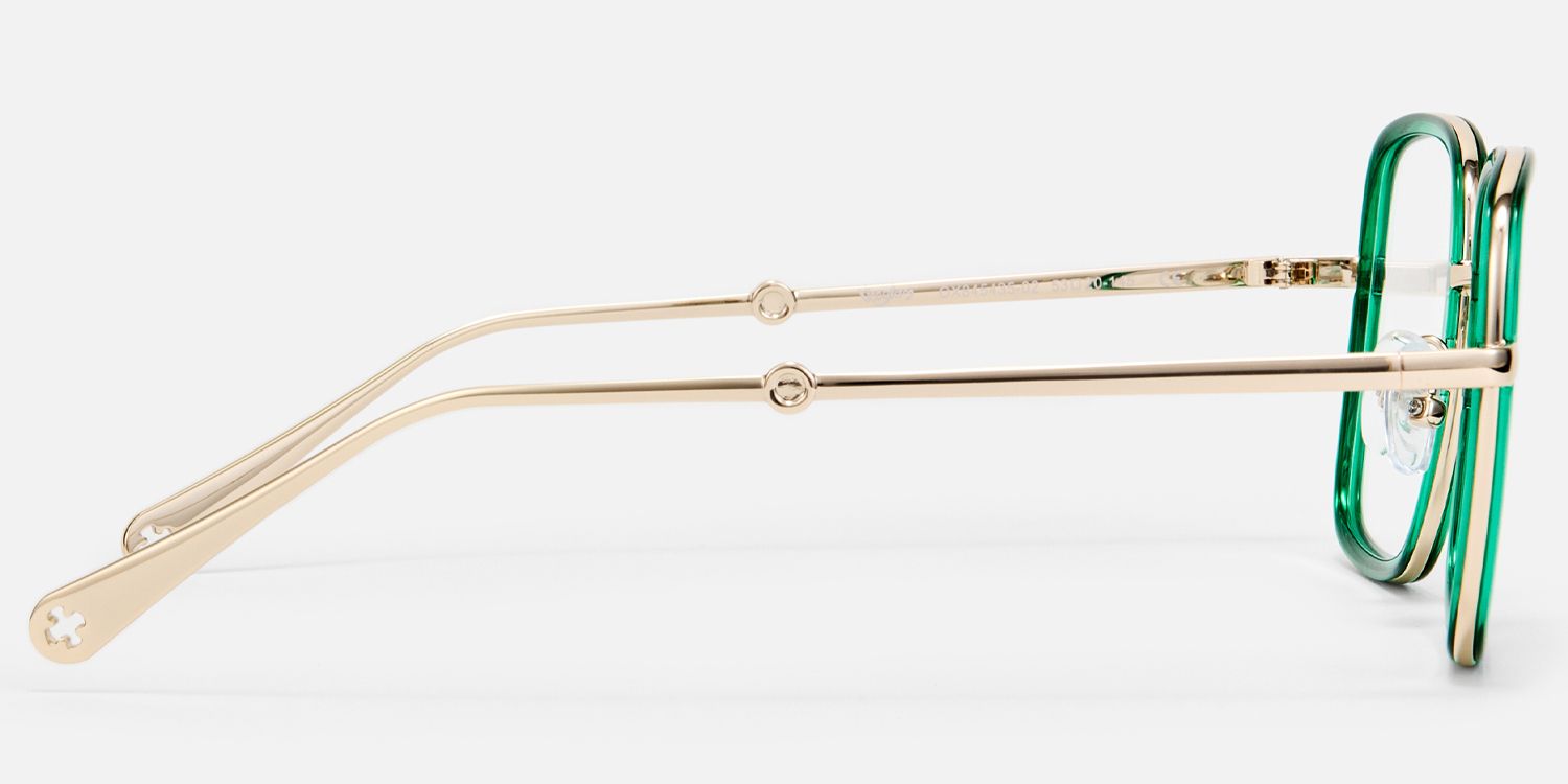 Jace - Trendy Green Square Glasses Gold Temples product detail 3