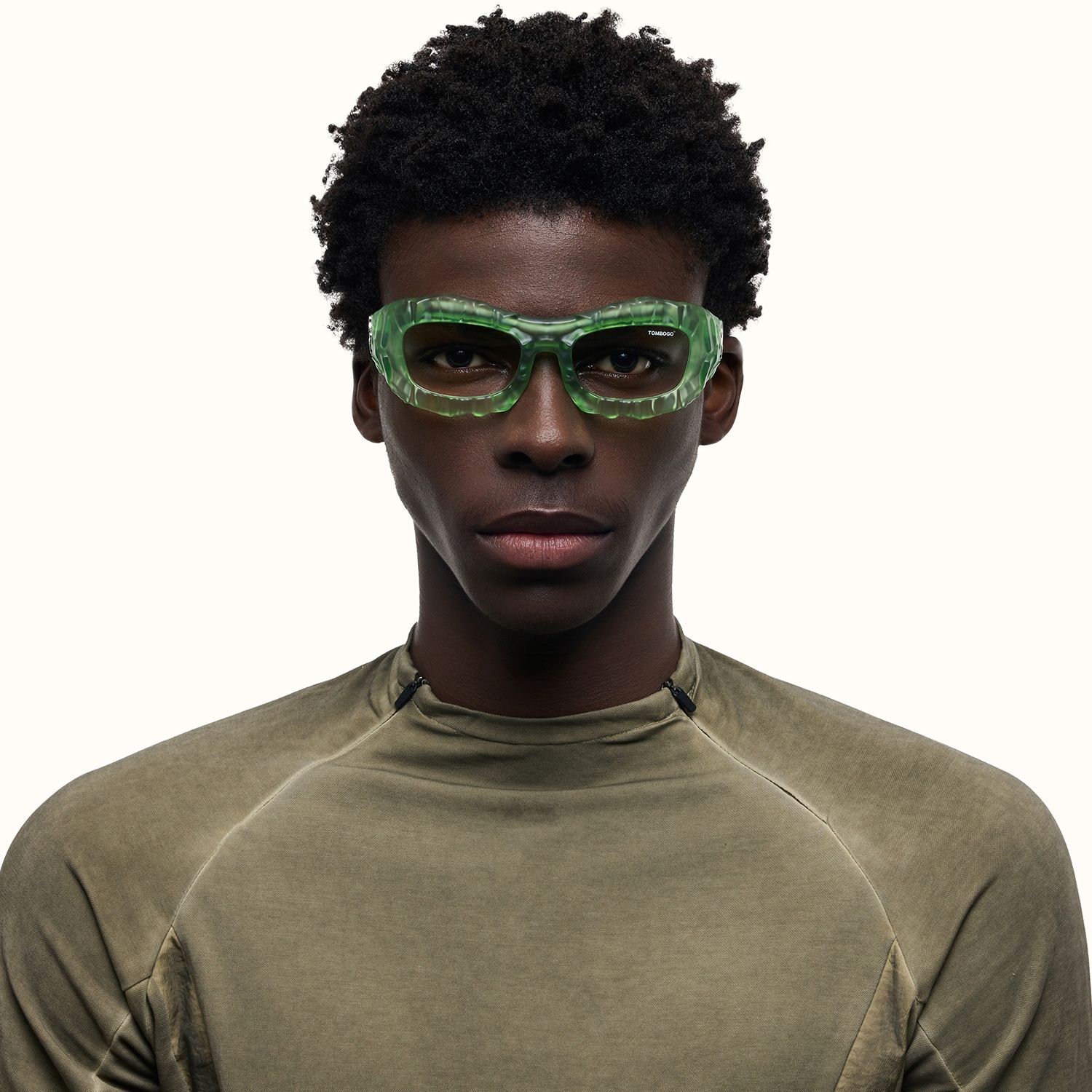 model wearing The Geologist - Geometric Green Eyeglasses 2