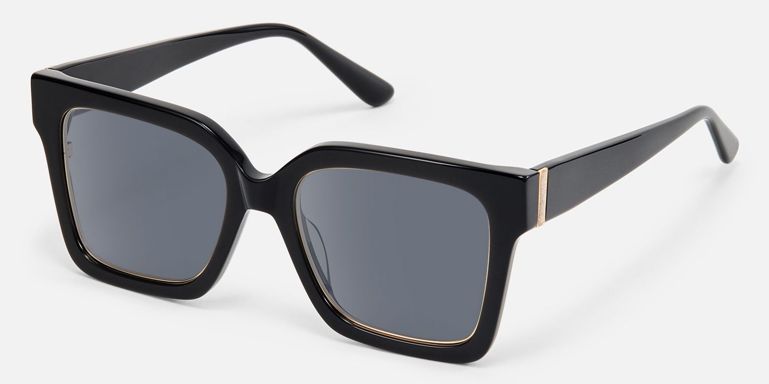 Ibrahim - Square Black Sunglasses | Vooglam Front View