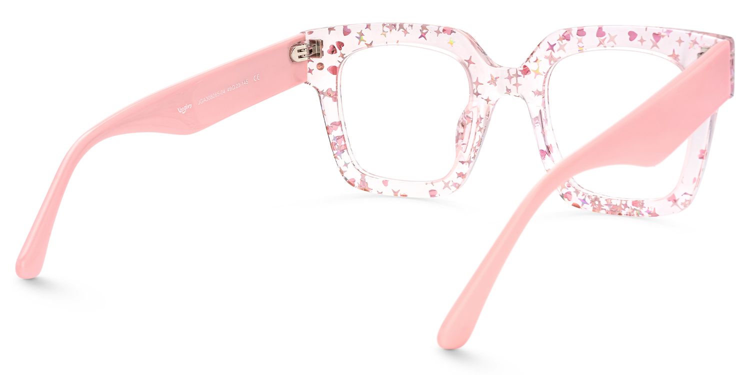 Najwa - Square Pink Eyeglasses | Vooglam Side View