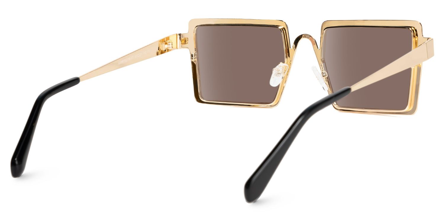 Cairbre - Rectangle Gold Sunglasses | Vooglam Side View