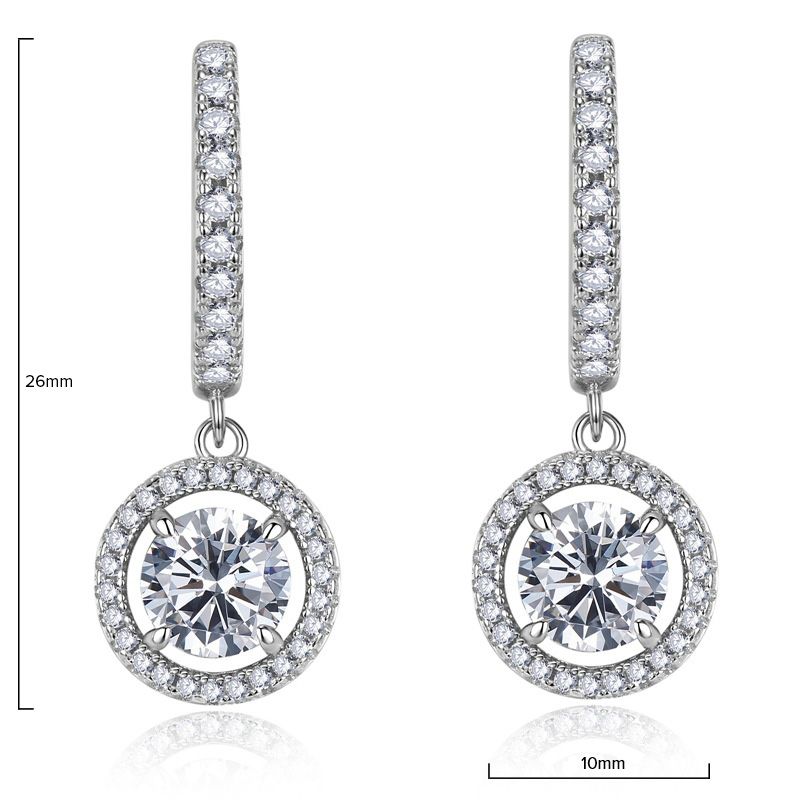 Refreshing Diamond White Round Pierced Earrings | Vooglam Angle View