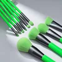10pcs Green Makeup Brush Set Cosmetics Brushes Powder Eyeshadow Makeup Brushes | Vooglam Angle View