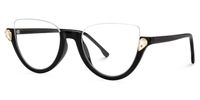 Sylvia Black Semi-Rimless Cat Eye Glasses for Women | Vooglam Front View