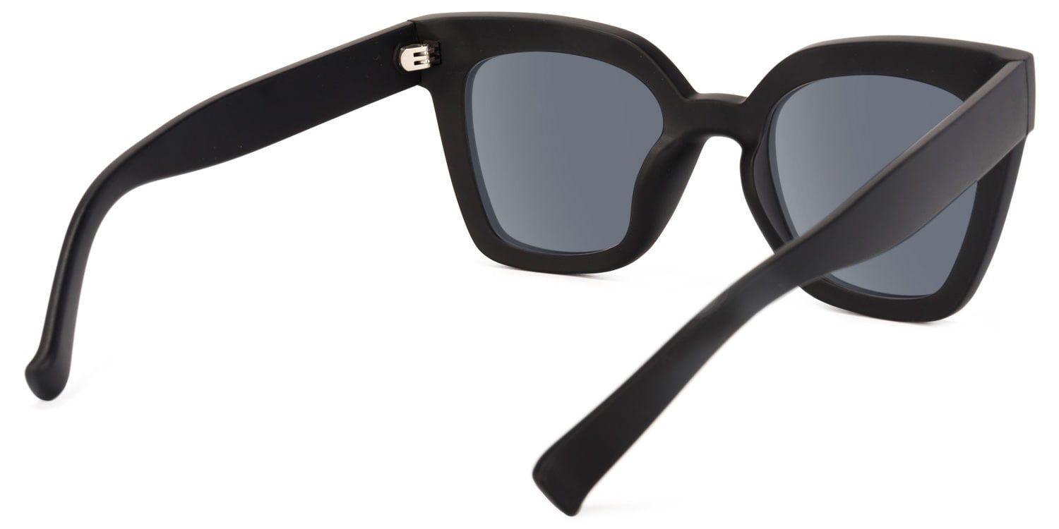 Naila - Square Black Sunglasses│Vooglam - Side View