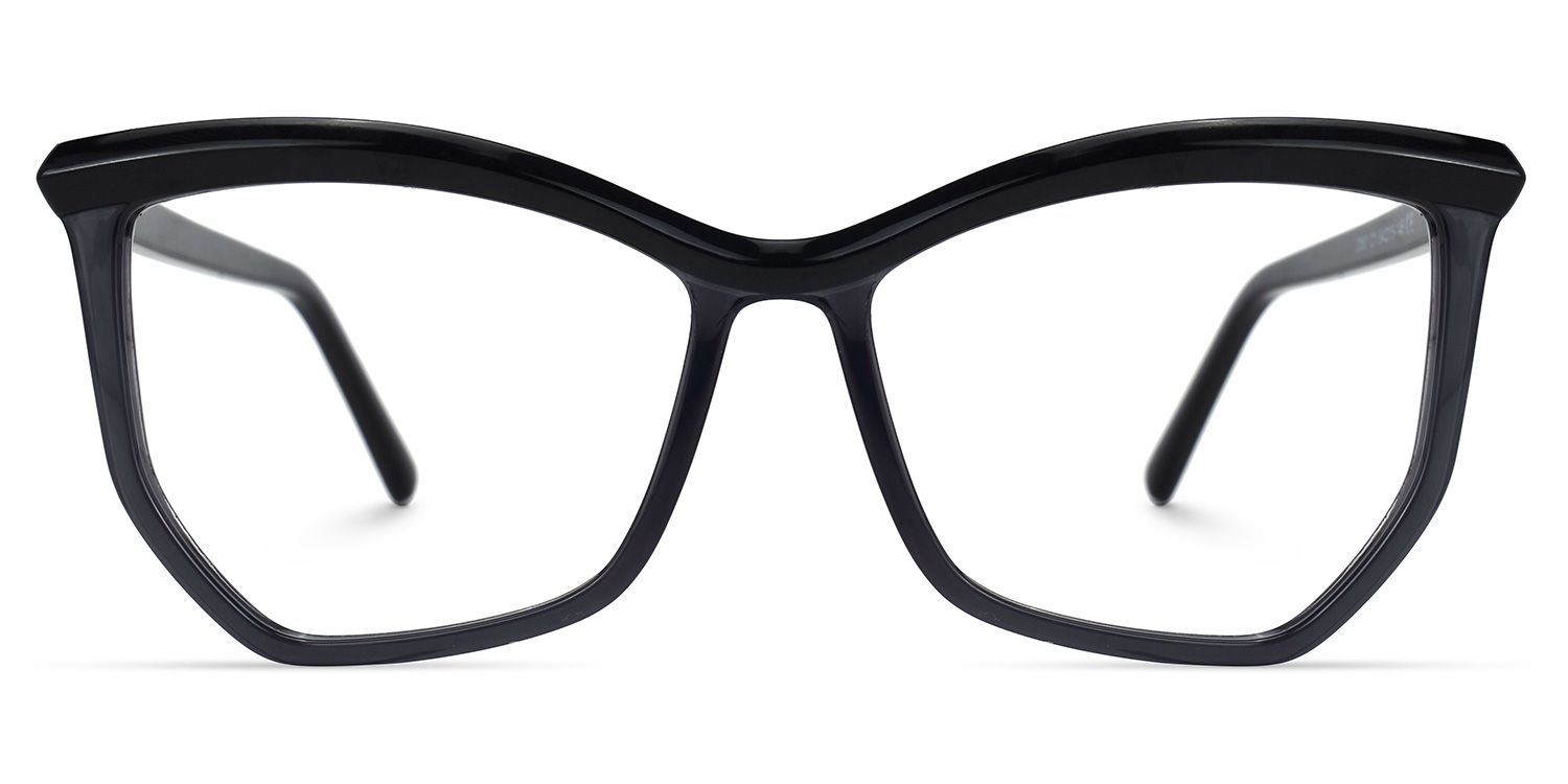 Wes - Butterfly Black/Grey Eyeglasses by Vooglam - Angle View