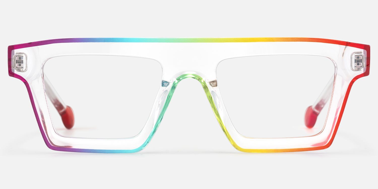 Treva - Crystal Vibrant Flame Rectangular Glasses | Vooglam Angle View