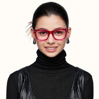 Ether - Square Purple Eyeglasses | Vooglam On Model 1