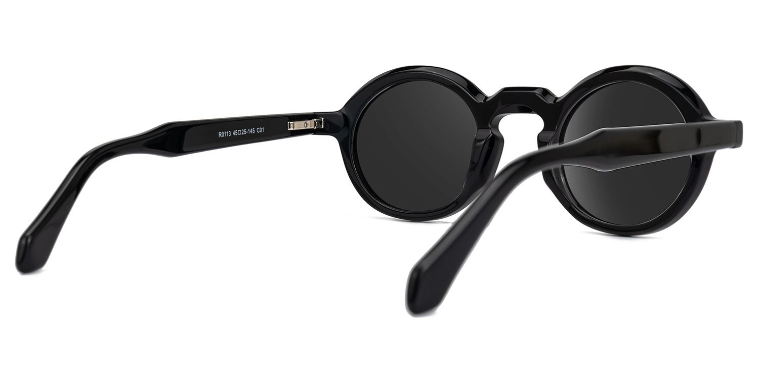 Deepnita - Round Black Sunglasses | Vooglam Side View