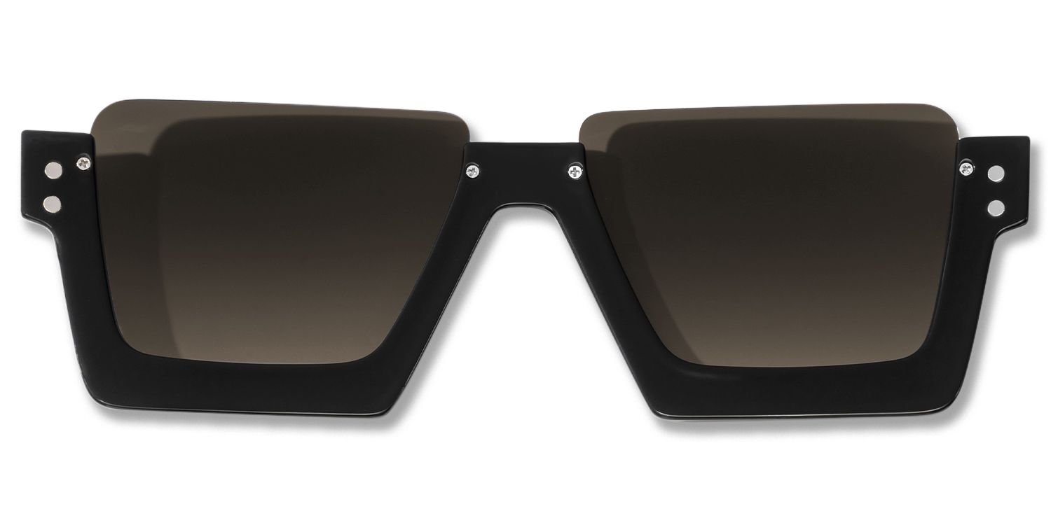 Dardhan - Rectangle Black/Silver Sunglasses Angle View