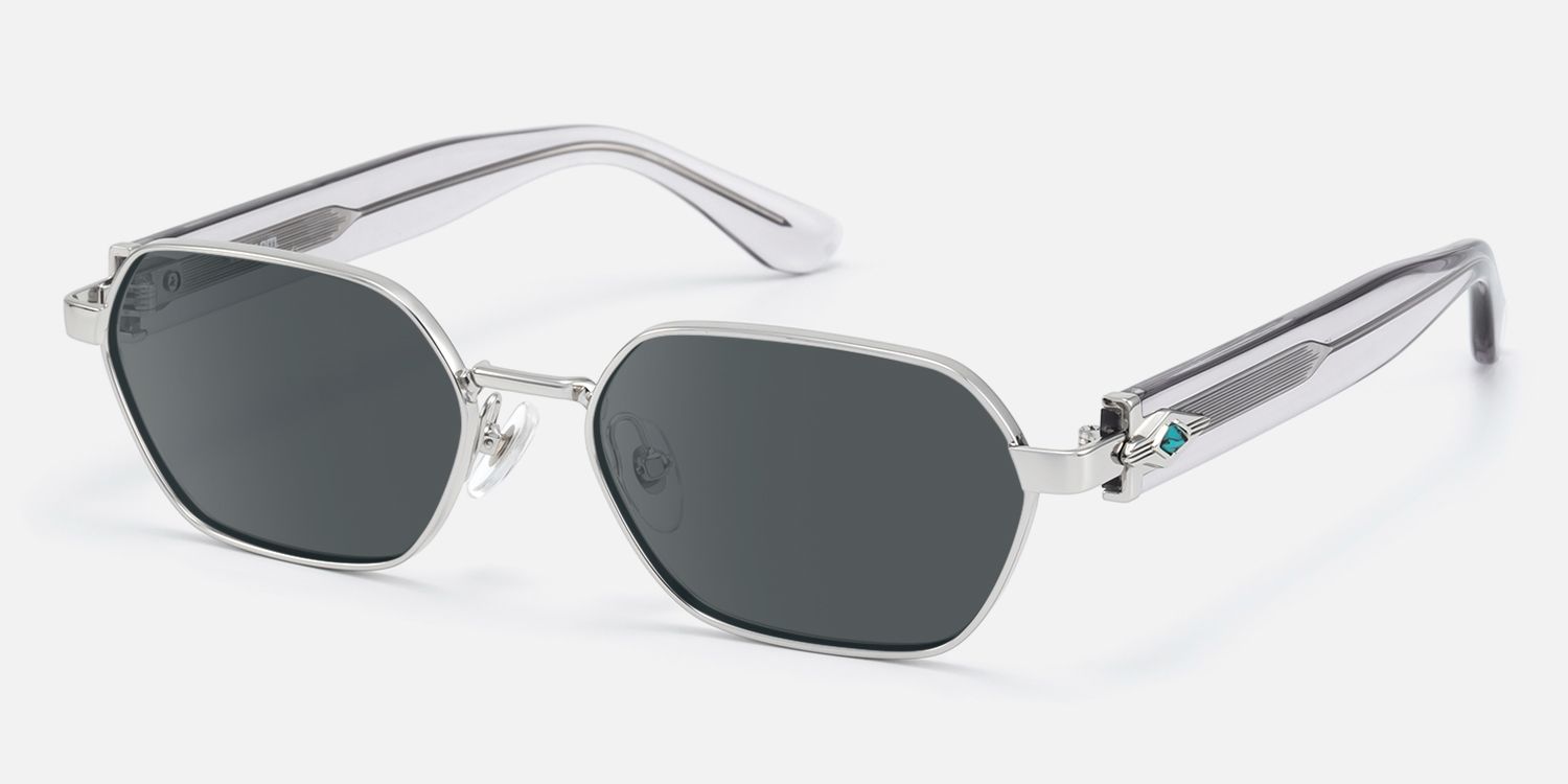 Orion - Gray Lens Mixed Material Sunglasses | Vooglam Front View