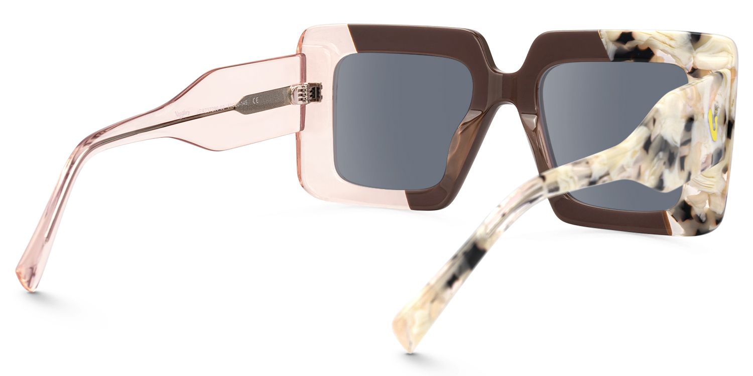 Valora - Square Brown Sunglasses | Vooglam Side View