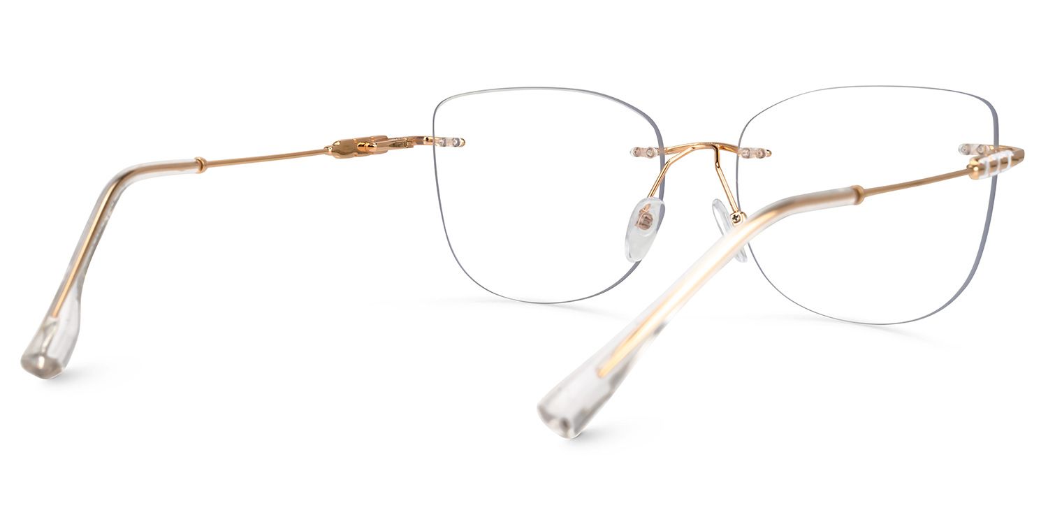Deena - Square Gold Eyeglasses | Vooglam Side View