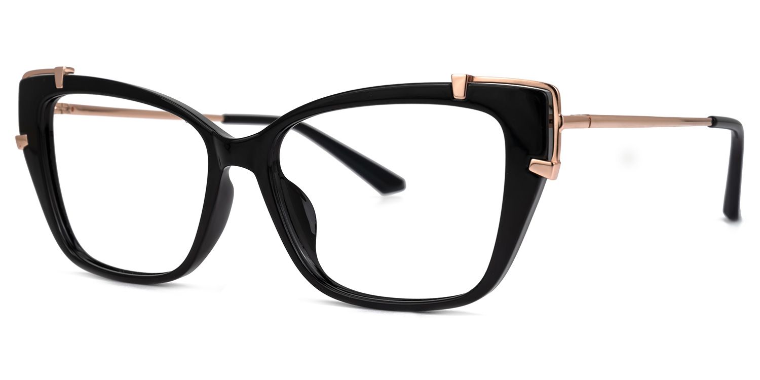 Deepak - Rectangle Black Eyeglasses | Vooglam Front View