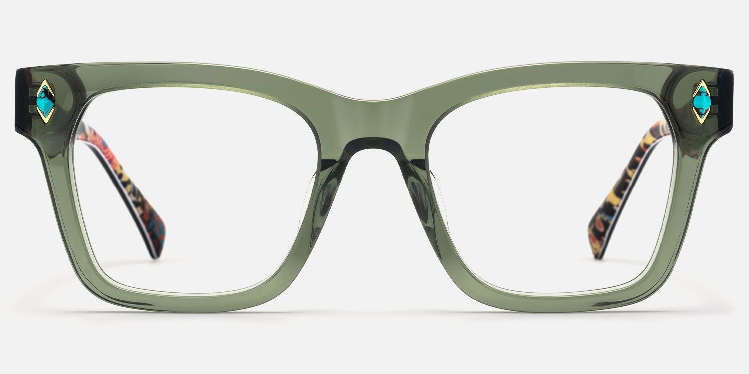 Adinkra - Square Green Eyeglasses | Vooglam Angle View