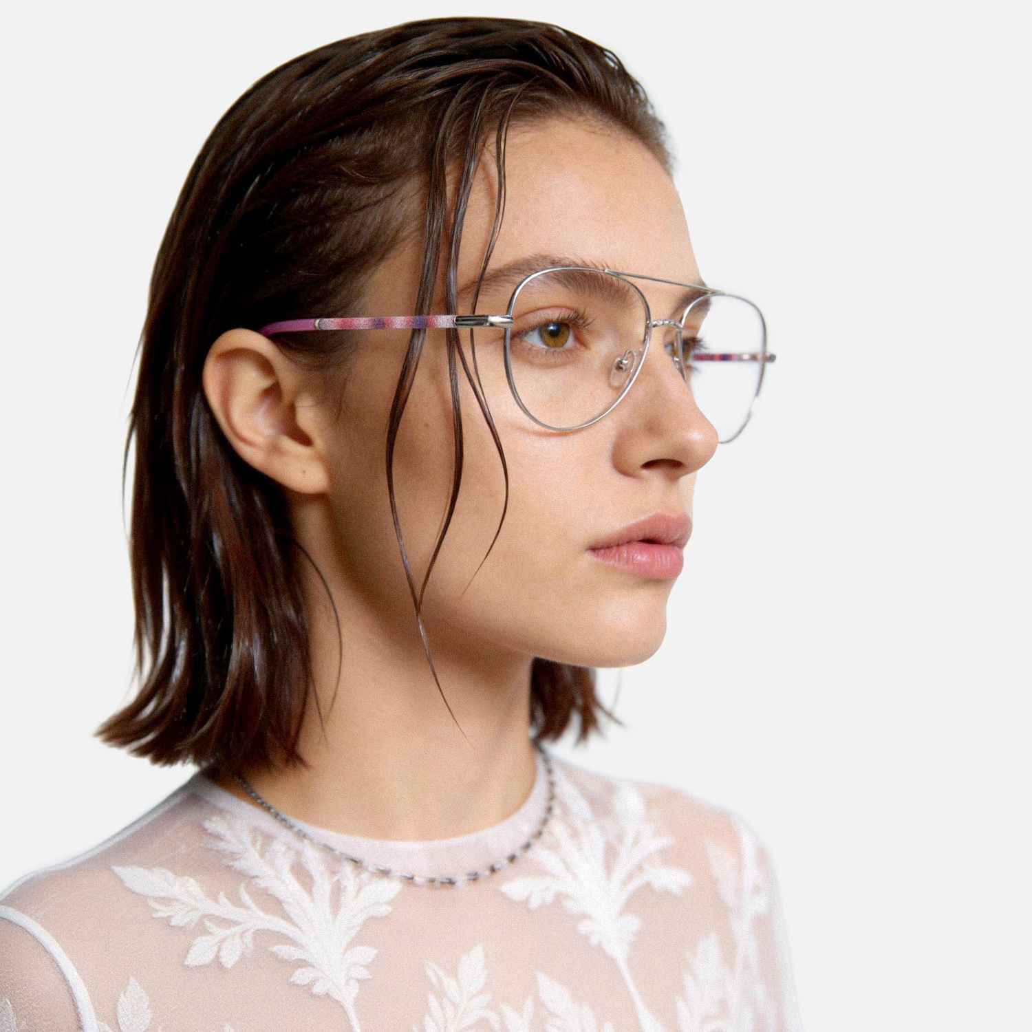 Explore the design story of Joni - Aviator Silver Eyeglasses | Vooglam