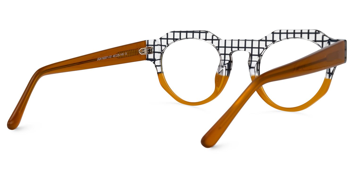 Annaisha - Round Orange Eyeglasses by Vooglam - Side View
