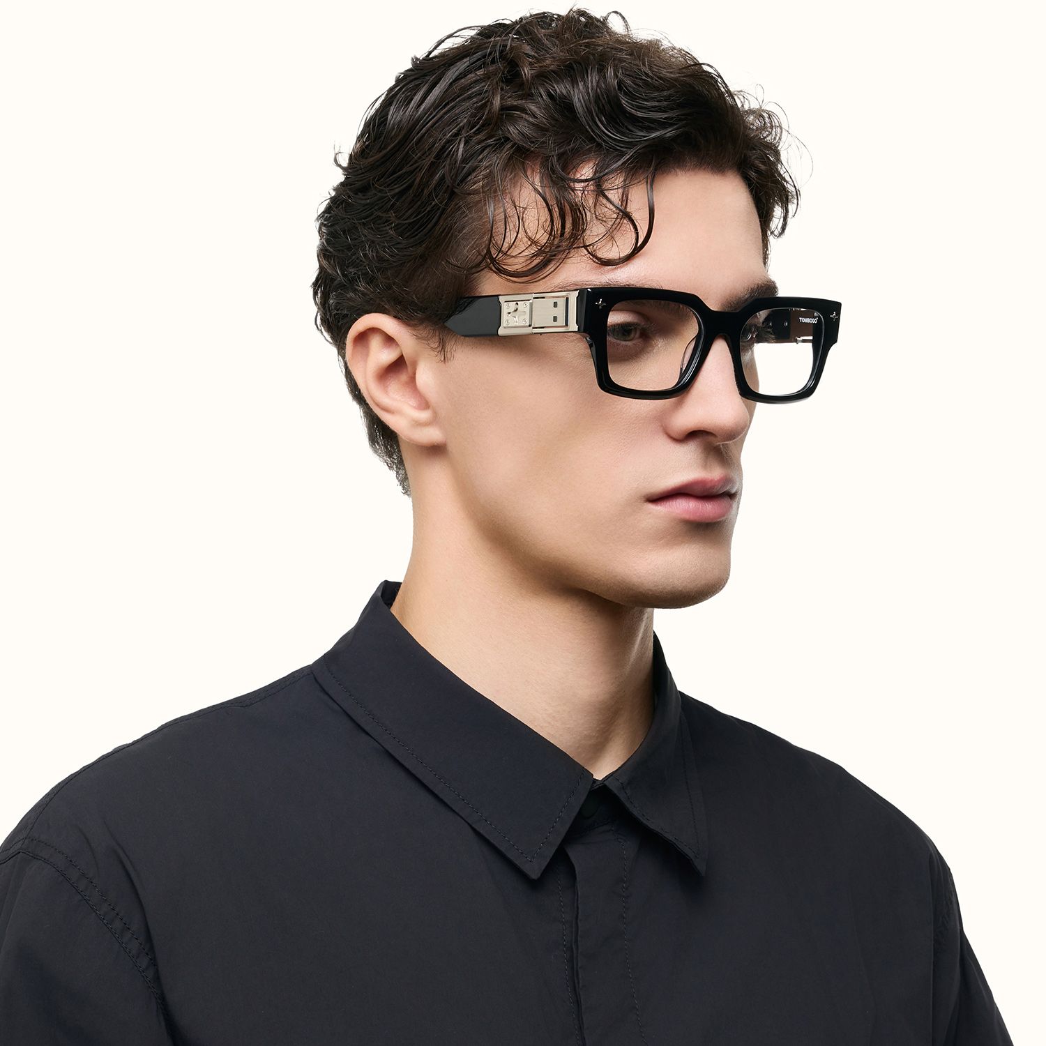 The Programmer - Chunky Black USB Glasses | Vooglam On Model 4