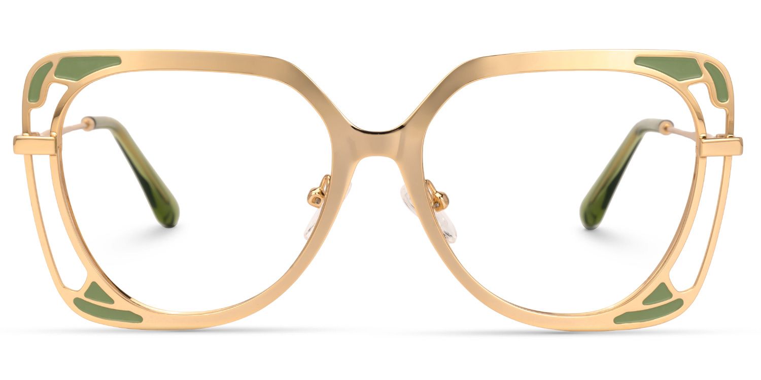 Adriaan - Square Gold Eyeglasses by Vooglam - Angle View