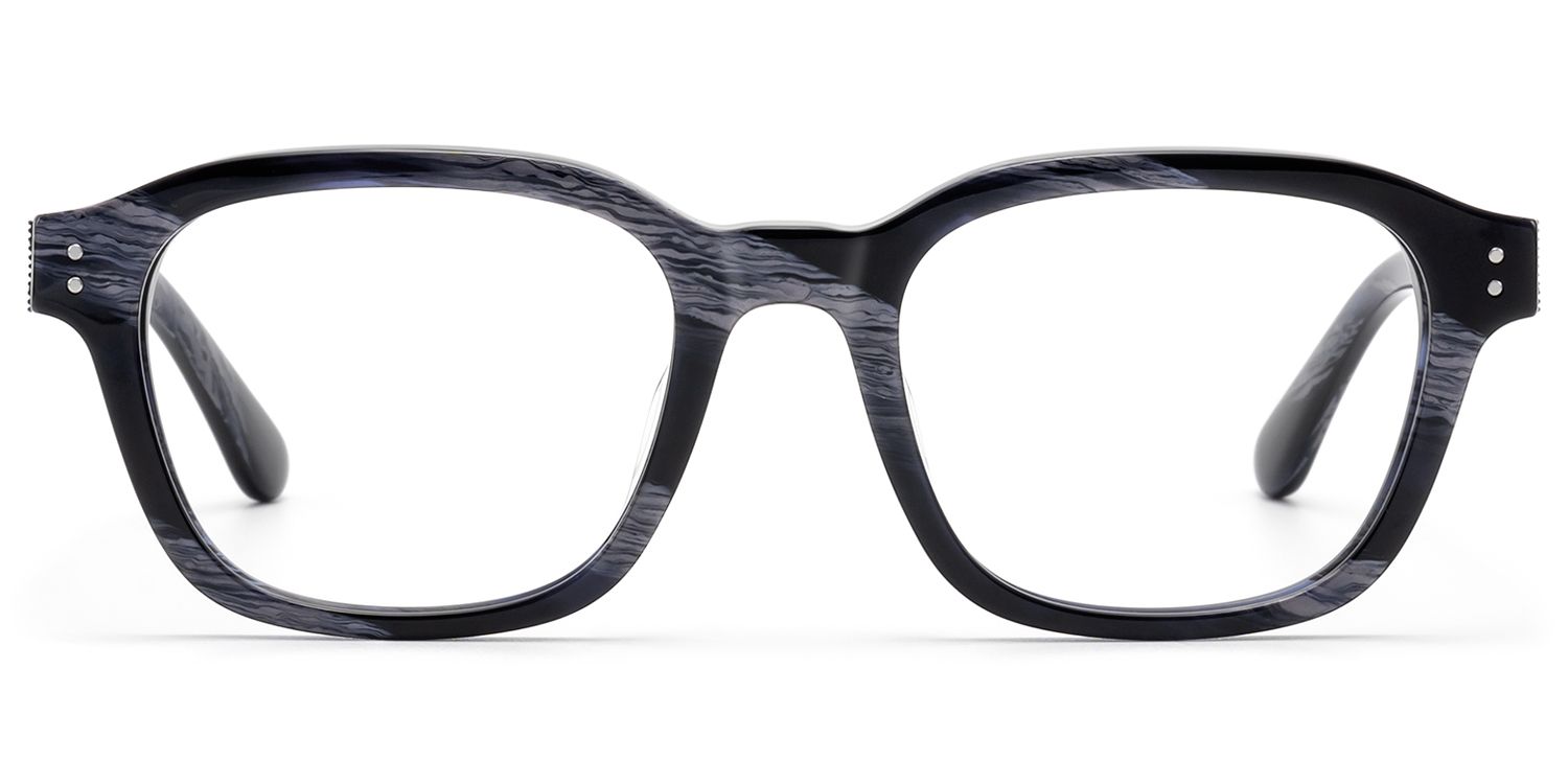 Frame Size of Rainier - Dark Blue Horn Zipper Square Glasses | Vooglam