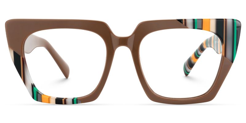 Sanna - Square Brown Eyeglasses | Vooglam