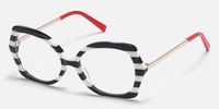 Julietta - Geometric White/Black Eyeglasses | Vooglam Front View