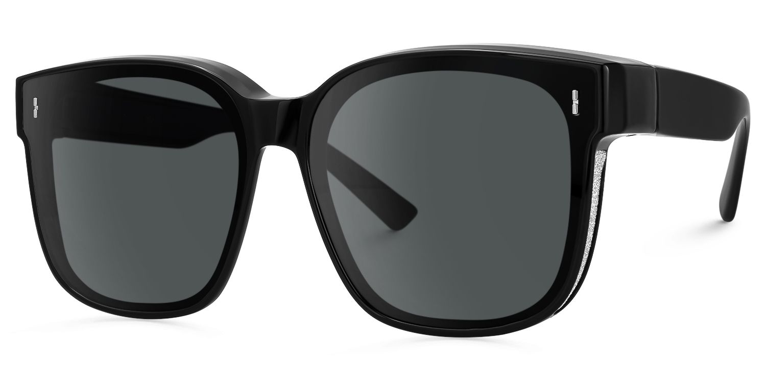 Madesh - Square Black Fit Over Sunglasses | Vooglam Front View