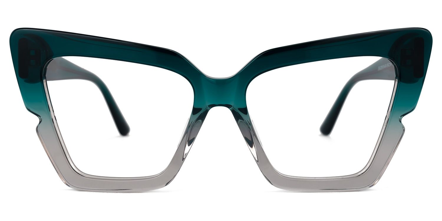 Fabiano - Cat Eye Green Eyeglasses | Vooglam Angle View