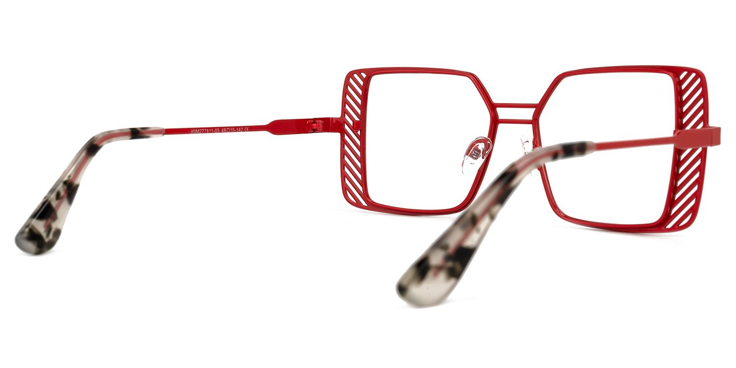 Eirene - Square Red Eyeglasses | Vooglam Side View