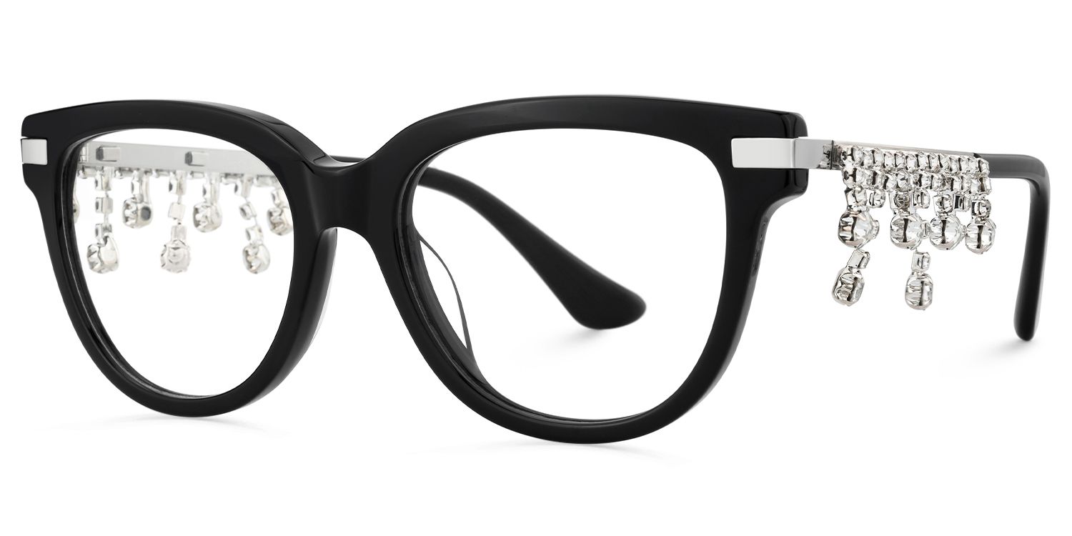 Reverie - Cat Eye Black Eyeglasses | Vooglam Front View