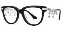 Reverie - Cat Eye Black Eyeglasses | Vooglam Front View