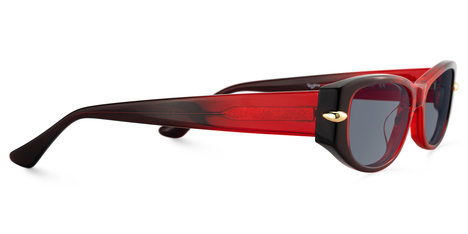 Erica - Rectangle Red Sunglasses - 4